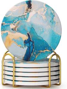 Ensemble de 4 sous-verres en bois de résine, polis, de formes variées, design moderne, écologiques, personnalisables, pour bar, cuisine, maison, fête de déménagement, anniversaire - Product Image 2