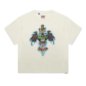 T-<b>Shirt</b> <b>Short</b> <b>Sleeved</b> Casual Street Fashion with <b>White</b> Ink Diamond Print Breathable Cotton Knitted Design - Product Image 3