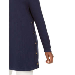 Cardigan da Donna in Cotone Taglia Grande con Bottoni Laterali Colore Blu della Collezione JM - Product Image 3