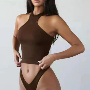 High Quality Women'S <b>Clothing</b> Solid Color Nylon Thread Vest Sports Quick-<b>Drying</b> Seamless Yoga Top Womens Tank Top - Product Image 3