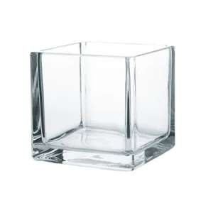 VCB0006A - Porte-bougie/vase en verre transparent pour tous les jours, design minimaliste carré de 6 côtés - Product Image 1