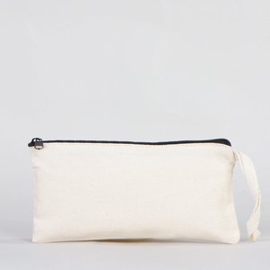 Étui à crayons en coton naturel 8x4 avec fermeture éclair, pochette en tissu pour l'organisation et le rangement - Product Image 1