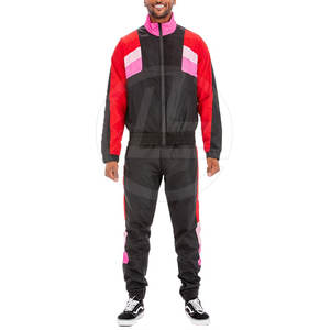 Ensemble coupe-vent deux pièces pour homme Tissu à séchage rapide et fermeture à glissière Col à capuche Motif solide pour l'hiver - Product Image 1