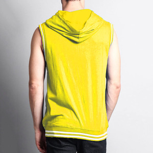 Sudadera con capucha sin mangas personalizada de algodón 100% lavado, gruesa, pesada, lisa, con cremallera, para gimnasio, deportes y fitness, para invierno y verano, al por mayor - Product Image 2