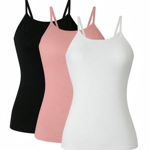 Nouveau Style 3-pack couleur unie Spaghetti sangle haut décontracté sans manches haut caraco pour printemps et été vêtements pour femmes - Product Image 1
