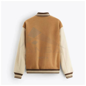 Veste universitaire rétro unisexe, style baseball, marron et crème classique, avec un design vintage de collège - Product Image 2