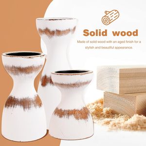 Portavelas de Madera con Acabado Desgastado |   Estilo Vintage para el Hogar - Product Image 2