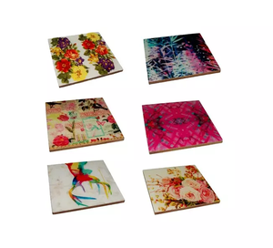 Different Shape Enamel Print Design <b>Glass</b> <b>Coaster</b> Latest Design Wooden & Resin Collection Flatware Dinnerware Tea Cup Mats Pads - Product Image 4