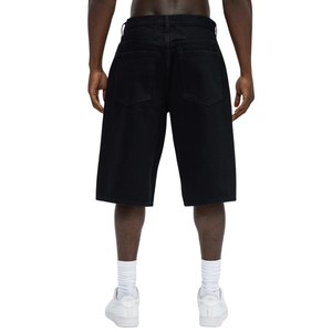 Shorts en jean noir pour homme, respirants, coupe ample, longueur genou, coton, style streetwear décontracté, cinq poches, fermeture boutonnée, mode été - Product Image 2