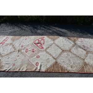 พรมสไตล์ตุรกีโบราณ11.5ft เบจแดง x 4.9สำหรับติดทางเดินห้องนอนยางสำหรับห้องนั่งเล่น - Product Image 4