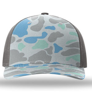Casquette de camionneur unisexe en coton 100% de haute qualité, 6 panneaux, logo brodé 3D personnalisé, imprimé, maille pré-courbée, style sportif et outdoor, camouflage - Product Image 1