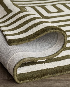 Tapis moderne personnalisé tufté à la main en laine de couleur unie, vert crème, adapté aux animaux de compagnie, antidérapant pour le salon, la chambre à coucher, l'extérieur ou le pique-nique - Product Image 6