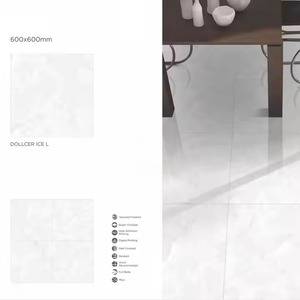 Vistaar 600x600mm Glossy Ice Light Design Porcelain Flooring Tiles 24x24 Inch PGVT Marble 9mm Thickness 2x2 Ceramic Floor Tiles - Product Image 1