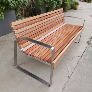 Parc urbain <span class=keywords><strong>extérieur</strong></span> <span class=keywords><strong>banc</strong></span> <span class=keywords><strong>en</strong></span> acier inoxydable <span class=keywords><strong>avec</strong></span> <span class=keywords><strong>dossier</strong></span> chaise <span class=keywords><strong>en</strong></span> <span class=keywords><strong>bois</strong></span> style moderne mobilier urbain - Product Image 2