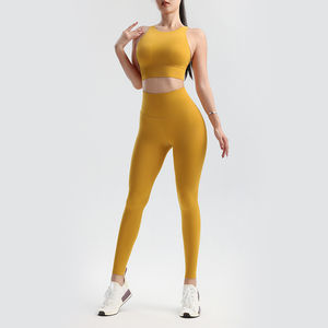 Ensemble de yoga deux pièces en spandex à taille haute personnalisé avec étiquette privée entièrement assorti pour femmes - Product Image 2