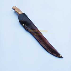 Alta calidad hecho a mano Damasco Chef filete deshuesado cuchillo mango de madera afilado cocina Chef cuchillo con Funda de cuero - Product Image 5