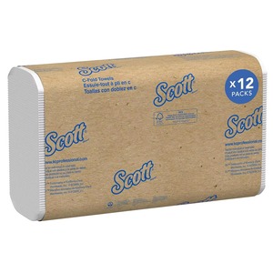 Serviettes en papier pliées en C Scott Essential, en vrac, 2400 feuilles, séchage rapide, blanches, pour le bureau et les toilettes - Product Image 1