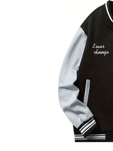 Vestes universitaires sans col personnalisées pour hommes et femmes, en laine/polyester, manches en cuir, tenue décontractée et athlétique, logo frontal, 2025 - Product Image 2