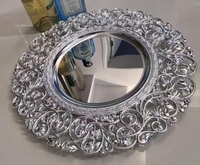 Assiettes de présentation dorées de luxe en gros, 33 cm, en plastique, haute qualité, livraison rapide, faible MOQ, pour mariages, fêtes et événements