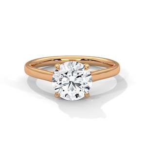Bague de fiançailles solitaire élégante avec diamant de laboratoire 2 carats, or jaune, rose et blanc 14 carats, coupe ronde minimaliste, bague de demande en mariage personnalisée - Product Image 2