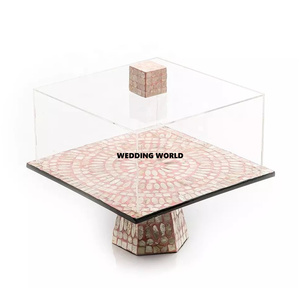 Support à gâteau en bois blanc enduit de poudre de qualité supérieure ensemble de deux faits à la main vente chaude classique élégant concepteur support à gâteau en bois - Product Image 2