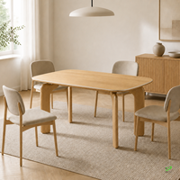 Table à manger ovale extensible moderne et minimaliste en bois, plateau en bois aux coins arrondis, pieds courbes, mobilier de restaurant, vente en gros