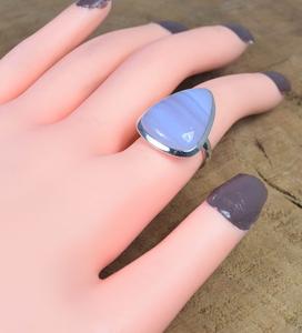 Bleu Dentelle Agate 925 Sterling Silver Gemstone Bijoux Triangle Forme Anneau À La Main Bijoux Cadeau Pour Noël - Product Image 4