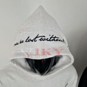 Sudadera con capucha para hombre con diamantes de imitación y logotipo personalizado para hombre, ropa de calle de Terry francés, Jersey de algodón 100% con cremallera, Sudadera con capucha de VIKY INDUSTR - Product Image 3