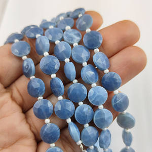Cuentas de Ópalo Azul Facetadas en Forma de Moneda de 8-9 mm, 20-22 Cuentas en una Hebra de 8 Pulgadas, para Fabricación de Joyería Artesanal, Cuentas Redondas de Ópalo Azul - Product Image 4