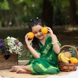 Beryl Green Pure Chiffon <b>Kaftan</b> for Kids Outdoor Shirts & <b>Tops</b> - Product Image 6