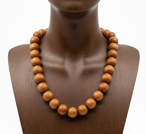 Rudra Gems Women's 18-Inch Hand Knotted Scented Wooden <b>Beaded</b> Necklace Tibetan Silver 14K Gold Plated Stylish Geometric Gift - Product Image 5