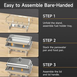 Top Seller Stainless Steel <b>Chafing</b> <b>Dishes</b> for <b>Buffet</b> Roll Edge Designed <b>Chafing</b> <b>Dish</b> <b>Buffet</b> <b>Set</b> Food Warmers for Parties - Product Image 4