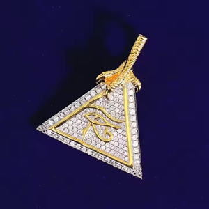 Collier pendentif diamant Moissanite entièrement glacé de luxe D VVS clouté pour les fêtes Testeur de diamant de style Hip Hop en argent sterling - Product Image 4