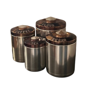 Set of Three Handmade <b>Stainless</b> <b>Steel</b> Metal Canisters Home Hotel Restaurant Kitchen Airtight Metal Canister Set Made in India - Product Image 2