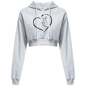 Sudadera con capucha recortada con tinte de corbata tejida de invierno de alta calidad OEM para mujer con logotipo frontal estampado de letras cálidas ajuste holgado - Product Image 5