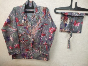 Robe d'été en coton indien décontractée imprimé oiseau chemise longue pyjama vêtements de nuit d'hiver à fleurs ensemble de pyjama de demoiselle d'honneur respirant noël - Product Image 5