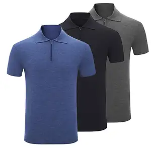 Kaus wol rajut kustom pria Penjualan Terbaik kaus Sweater kerah Polo ritsleting Golf kaus pria gaya baru