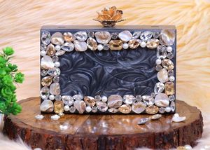 Résine époxy marbrée avec pochette en pierre sac à main pour filles et femmes pochette de luxe pochettes de fête époxy sac à bandoulière - Product Image 5