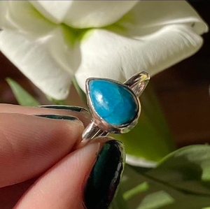 925เครื่องประดับอัญมณีเงินสเตอร์ลิงสำหรับผู้หญิงแหวนอะพาไทต์สุดหรู - Product Image 4