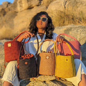 Sac seau en raphia pour femme Ana avec cordon de serrage, style bohème, bandoulière unique, pour la plage et usage quotidien, rose, rouge, marron - Product Image 2