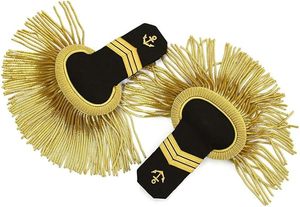 Naval Epaulettes with Black <b>Wool</b> & <b>Gold</b> Bullion Fringe - Product Image 2