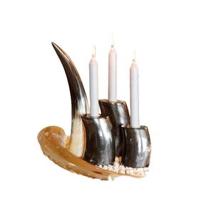 Support de bougie artisanal en corne de buffle naturelle pour la décoration de la maison, bougeoir décoratif en corne de bœuf avec motif unique - Product Image 4