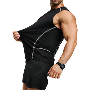 Camiseta sin mangas de algodón Premium de fabricante personalizado para hombre, Camisetas interiores de Fitness para hombre, camiseta sin mangas de color liso de talla grande para hombre - Product Image 4