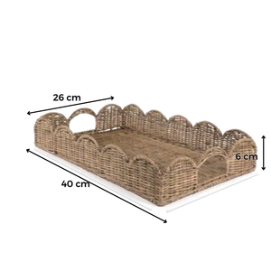 Plateau de service en rotin de forme rectangulaire vietnamienne fait à la main personnalisé écologique poignées de transport jetables servant des aliments pour doigts - Product Image 1