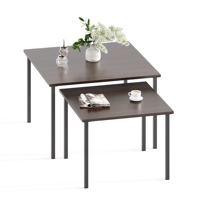 Meilleure Vente Gustowe Table Console Carrée en Bois Composite pour Salon, Ensemble de 2 (Wengé)