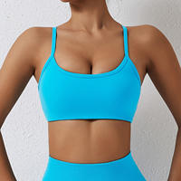 Sujetador deportivo de gimnasio con logotipo personalizado al por mayor, sujetador de yoga con relleno alto ajustable, Top OEM corto de entrenamiento físico, transpirable y reciclable