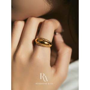 Anello a Croissant Placcato in Oro Rosa 18K, Stile Vintage con Fascia Intrecciata e Diamante Tagliato, Regalo per Lei o per la Mamma - Product Image 6