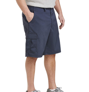 Shorts de sport pour hommes à taille mi-haute élastiquée avec fermeture éclair, logo personnalisé, 100 % laine respirante, design cargo uni, poches latérales - Product Image 4