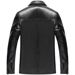 Chaquetas de Cuero Casuales para Hombre, 100% Cuero Genuino, Cuello Alto, Bordado, Estilo Desgastado, Marrón, Moda de Invierno - Product Image 2