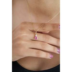 Colgante de Zafiro Rosa y Diamantes - Product Image 2